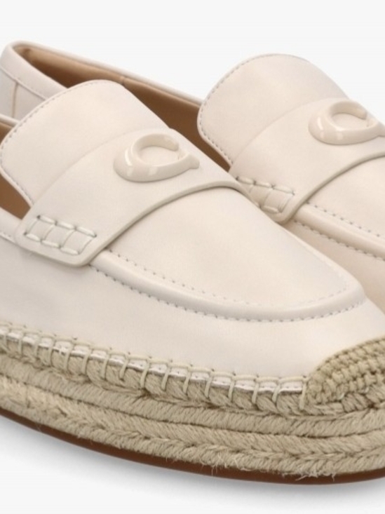 Coach Shoes - Coach Cream Espadrille Loafers with Signature C. Size: 6.5